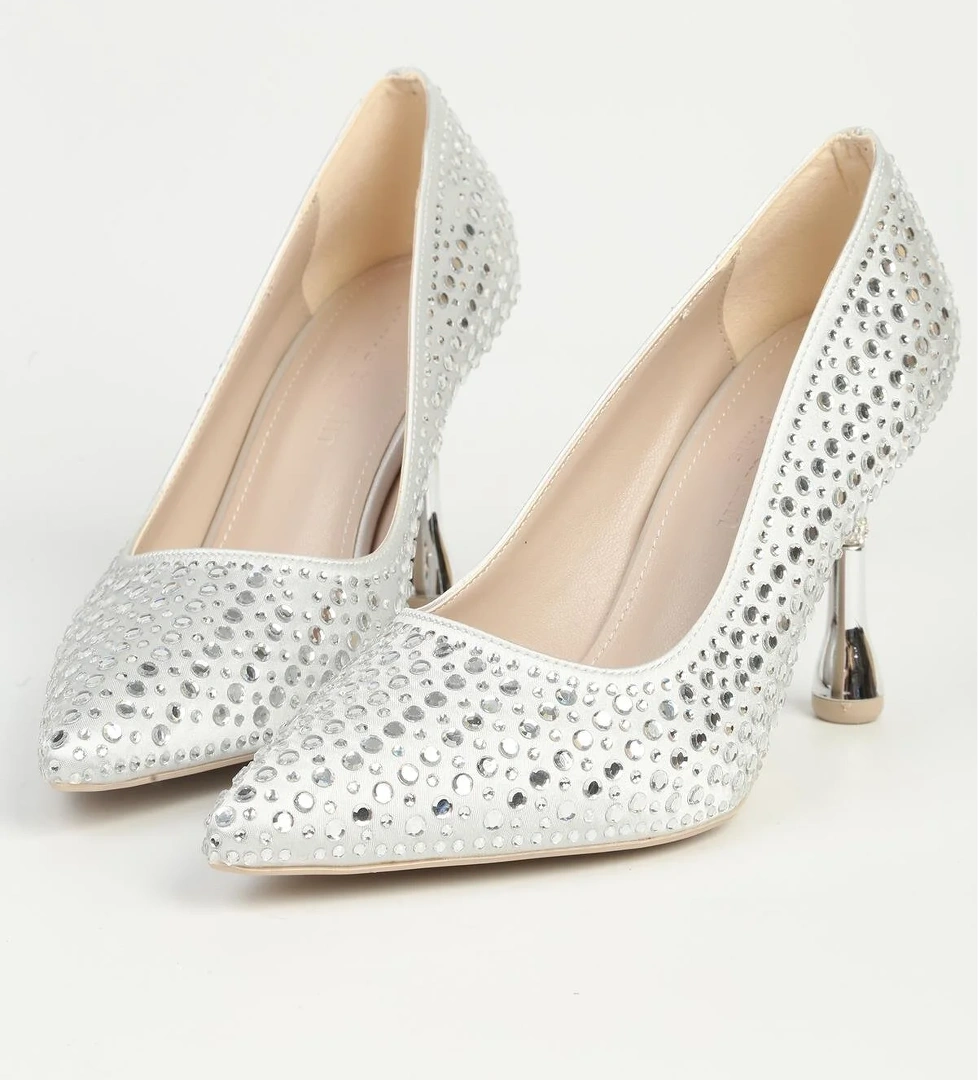 Gümüş Kadın Topuklu Ayakkabı PC-55020