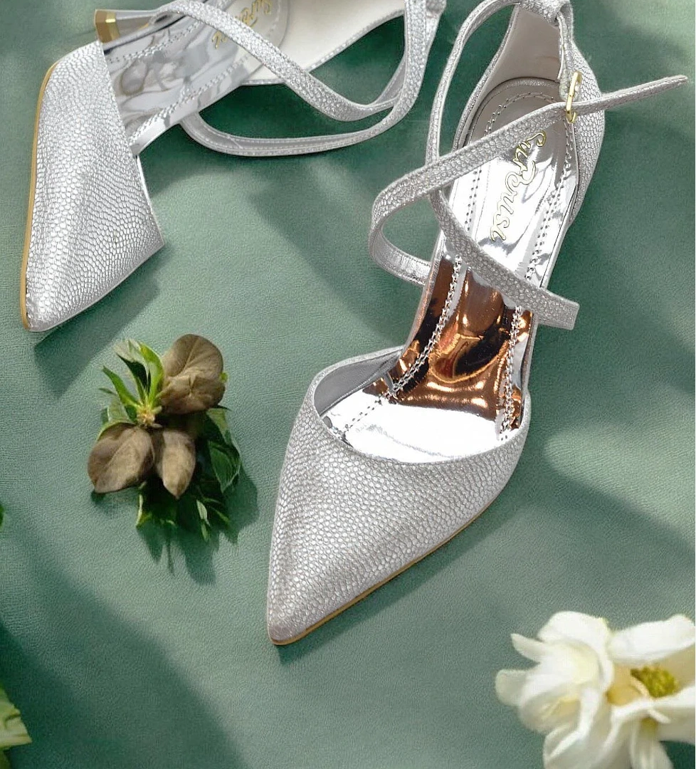 9825 Kadın Topuklu Ayakkabı 8 cm Abiye Düğün Nişan Kına Gecesi Ayakkabısı