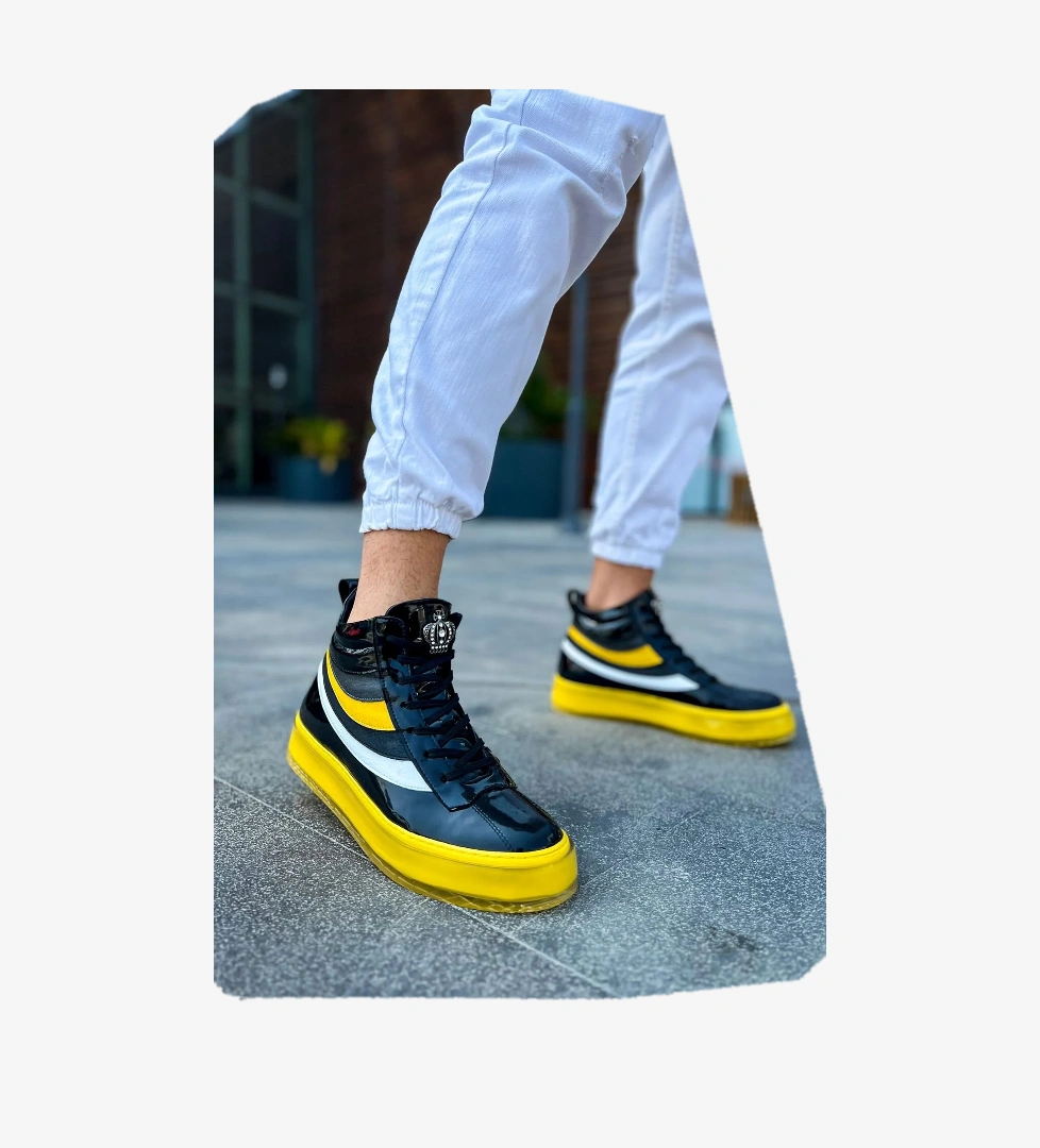 Pabucmarketi Bağcıklı Erkek Sneaker Bot Sarı model görseli