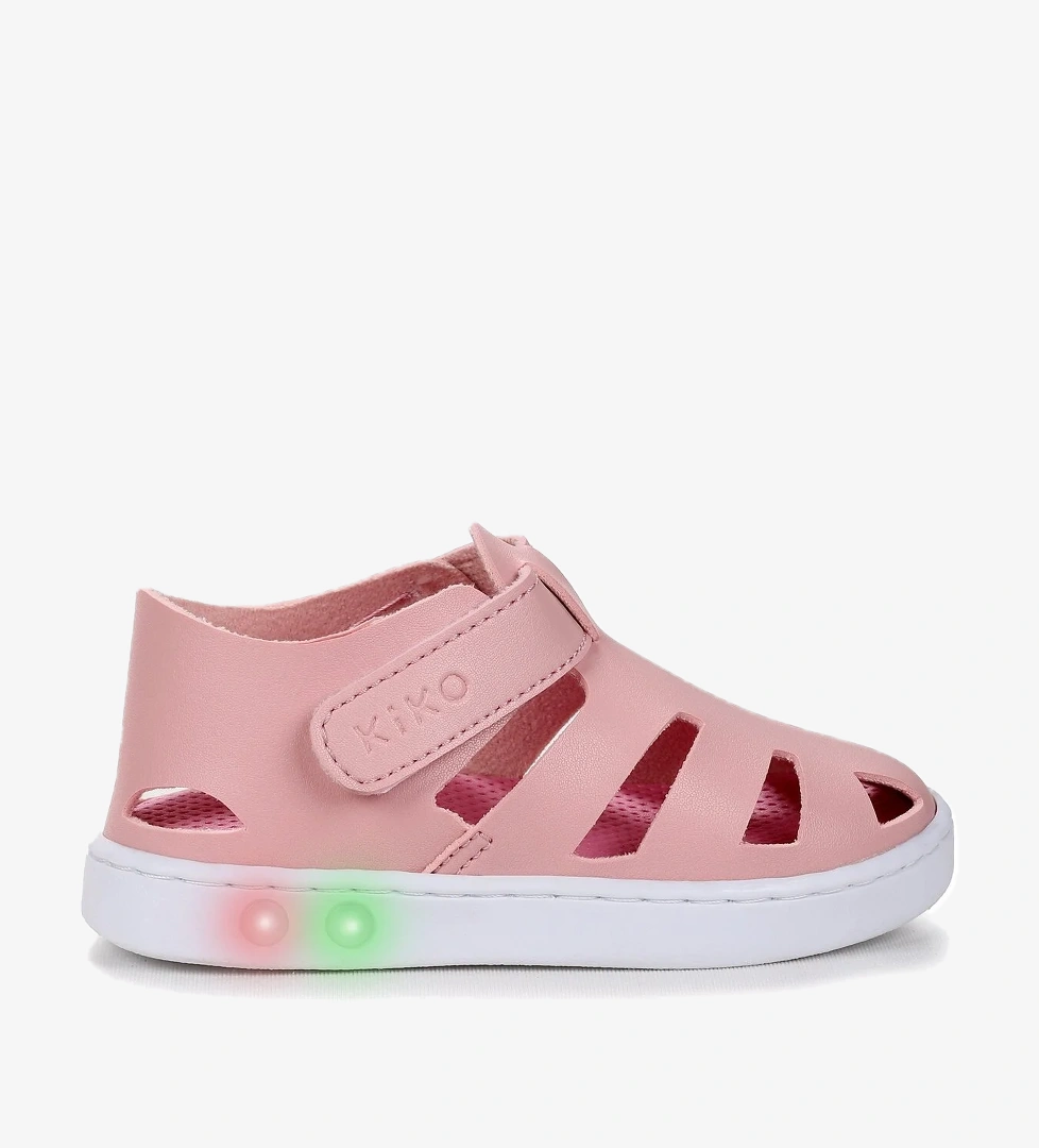 Limba Işıklı Cırtlı Kız Bebek Sandalet Pudra