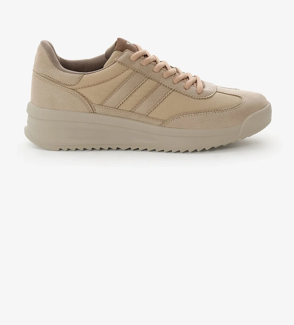 Unisex Toprak Termo Taban Çift Şeritli Bağcıklı Spor Ayakkabı