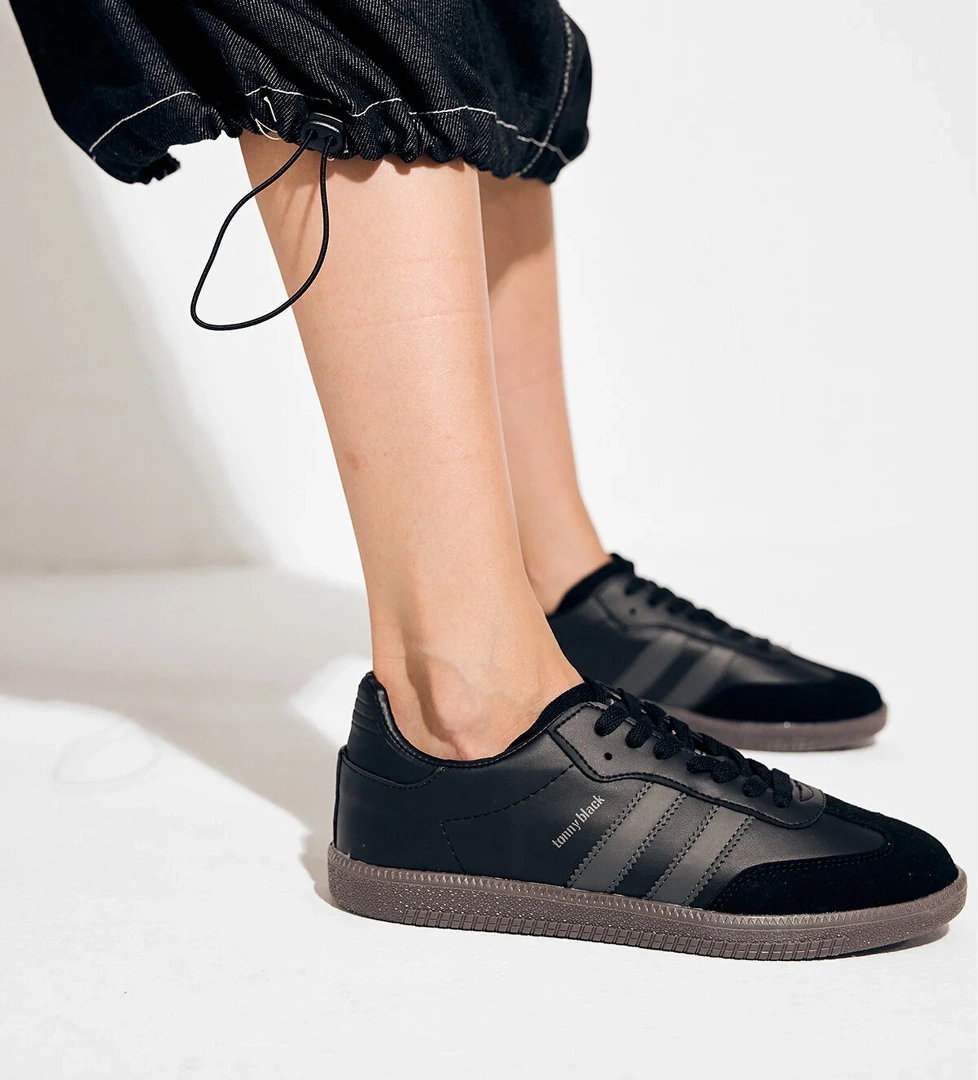 Unisex Füme Siyah Termo Taban Yanı Şeritli Bağcıklı Spor Ayakkabı