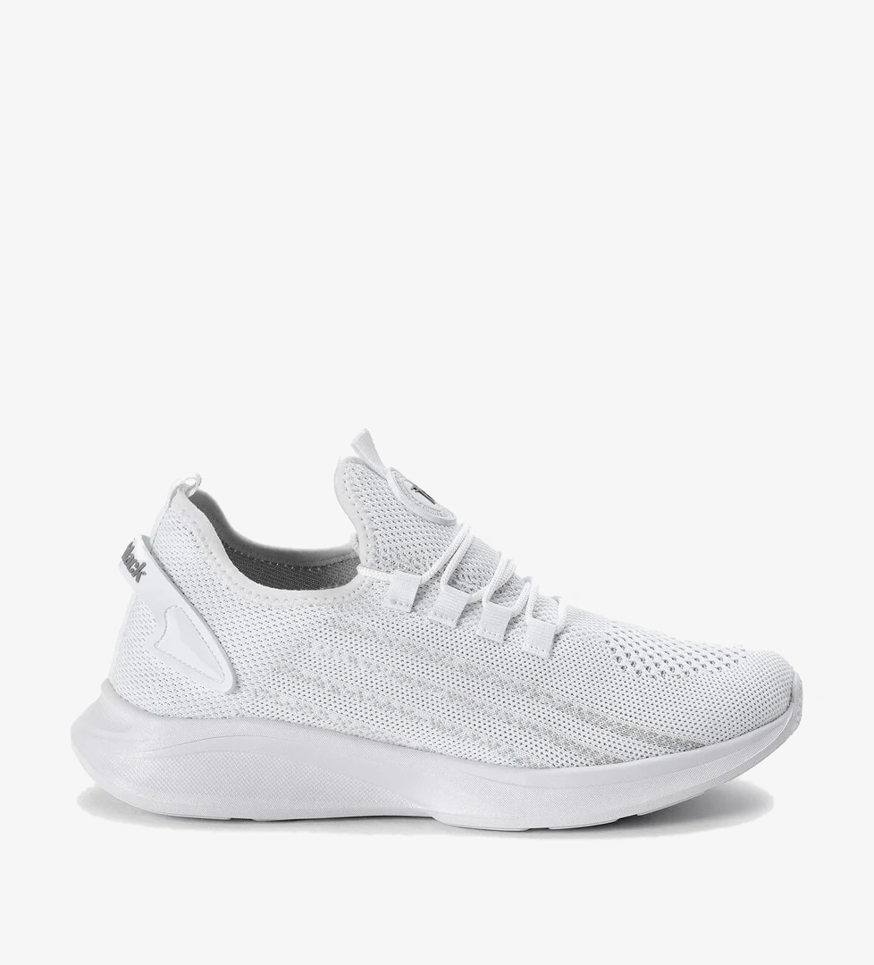 Unisex Beyaz Termo Taban Şerit Detaylı Bağcıklı Triko Spor Ayakkabı