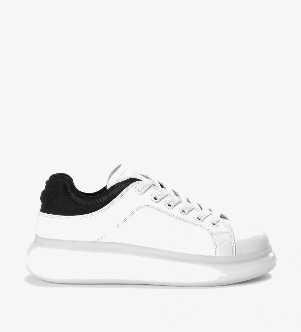 Tonny Black Erkek Siyah Beyaz Kalın Taban Bağcıklı Spor Ayakkabı model görseli