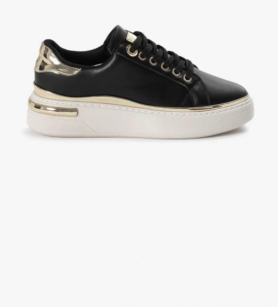 Tonny Black Kadın Kalın Poli Taban Altın Detaylı Bağcıklı Spor Ayakkabı model görseli