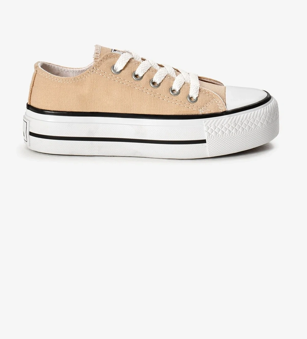 Tonny Black Çocuk Unisex Termo Kalın Taban Bağcıklı Keten Spor Ayakkabı model görseli