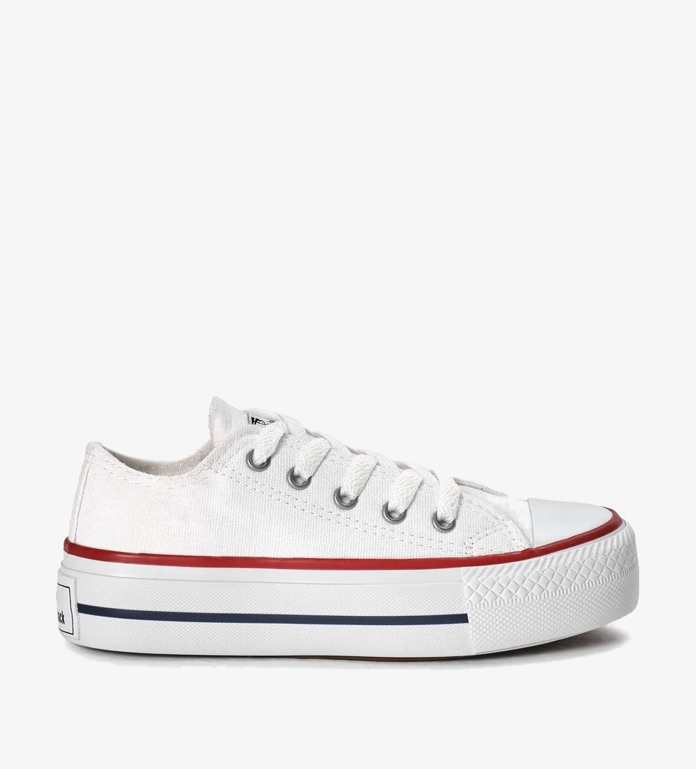 Çocuk Unisex Beyaz Termo Kalın Taban Bağcıklı Keten Spor Ayakkabı