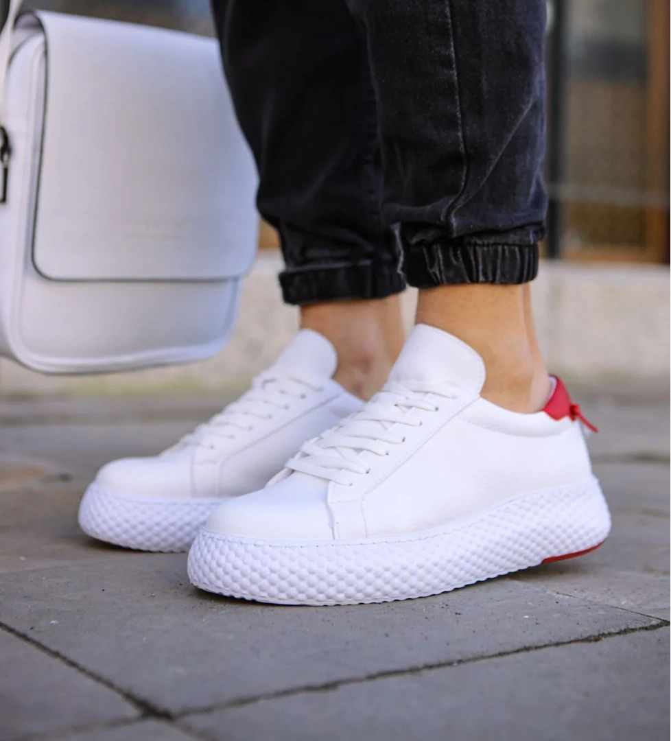 Bağcıklı Erkek Günlük Ayakkabı Beyaz Kırmızı