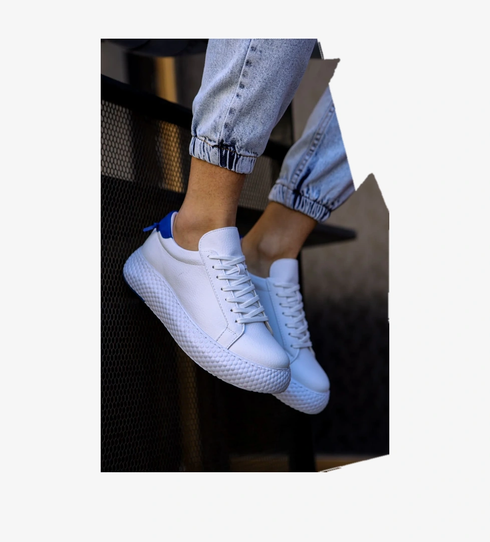 Bağcıklı Erkek Günlük Ayakkabı Beyaz Saks Mavi