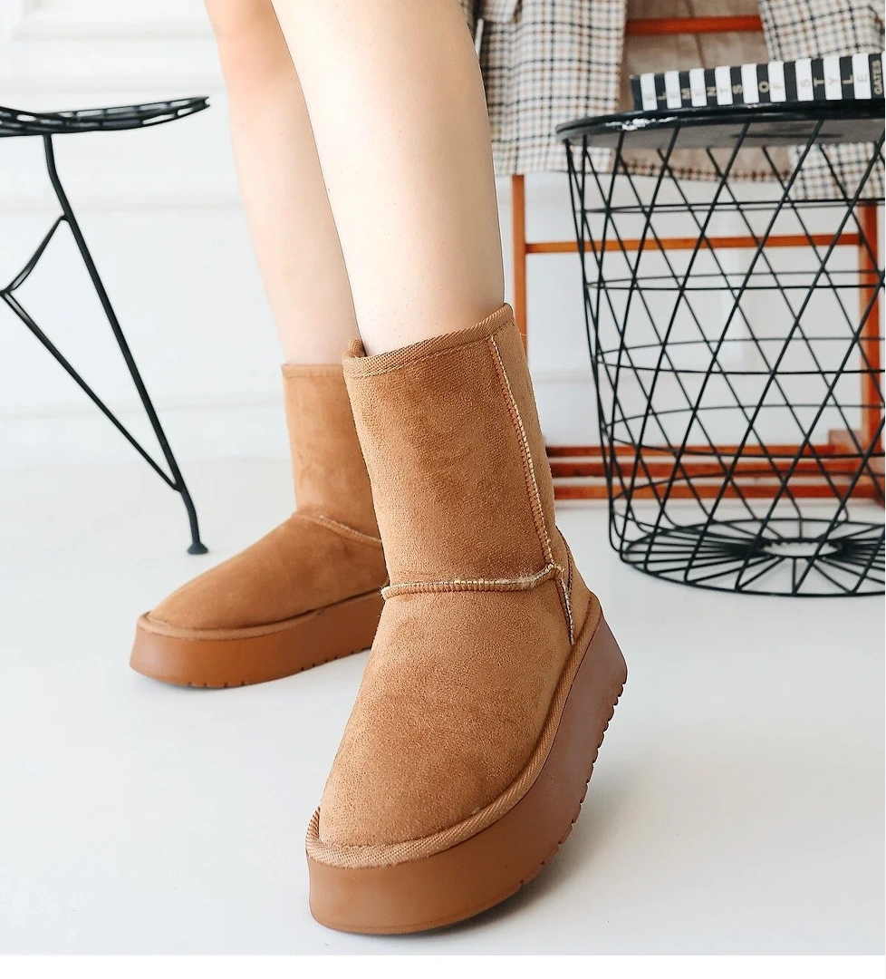 Taba Süet Kadın Düz Bot - Görsel 1