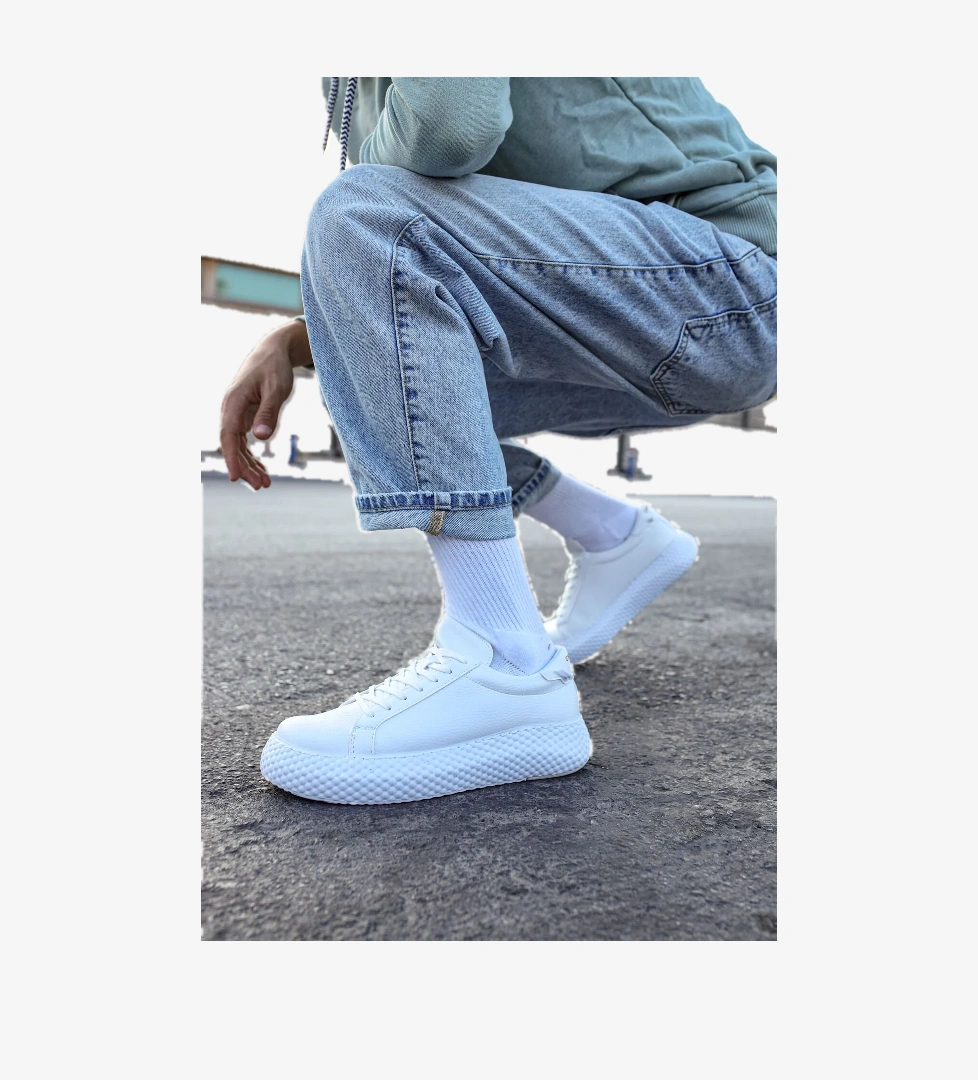 Bağcıklı Erkek Günlük Ayakkabı Beyaz Beyaz