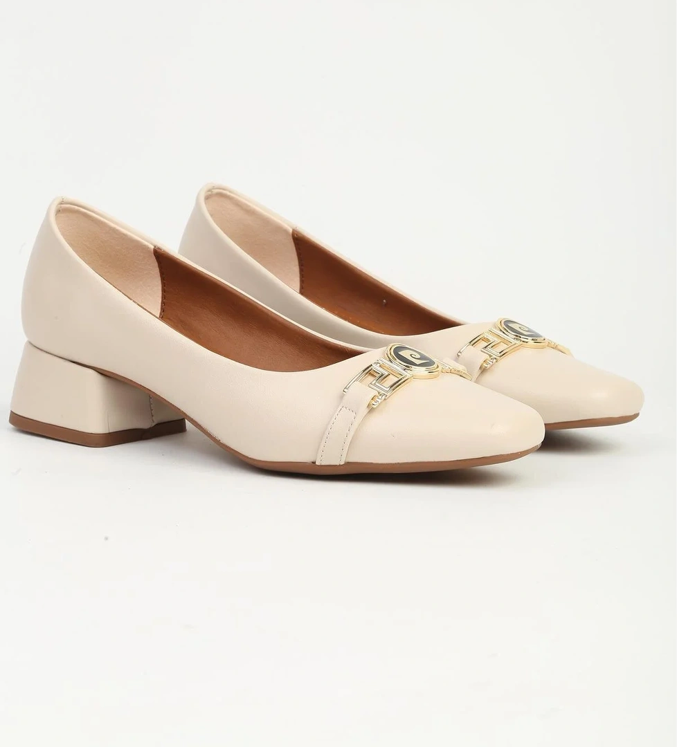Krem Kadın Topuklu Ayakkabı PC-55128