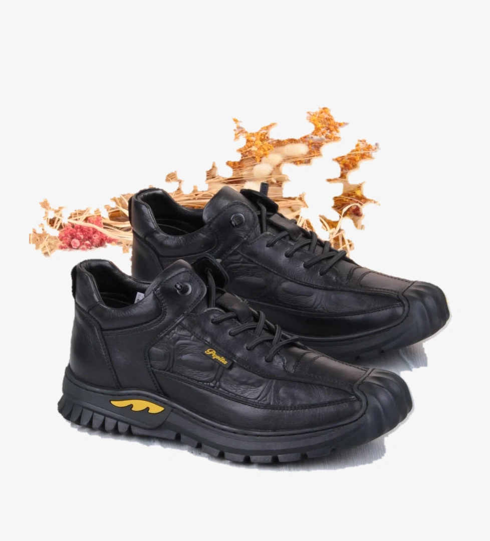 1040 Rahat Lastik Bağçıklı Kauçuk Taban Nubuk Hakiki Deri Erkek Ayakkabı