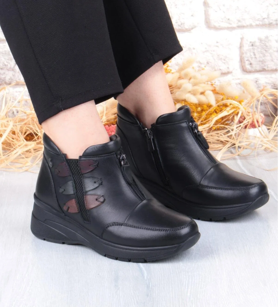 Z014 Rahat Esnek Kaymaz Taban Yumuşak Hakiki Deri Kadın Bot