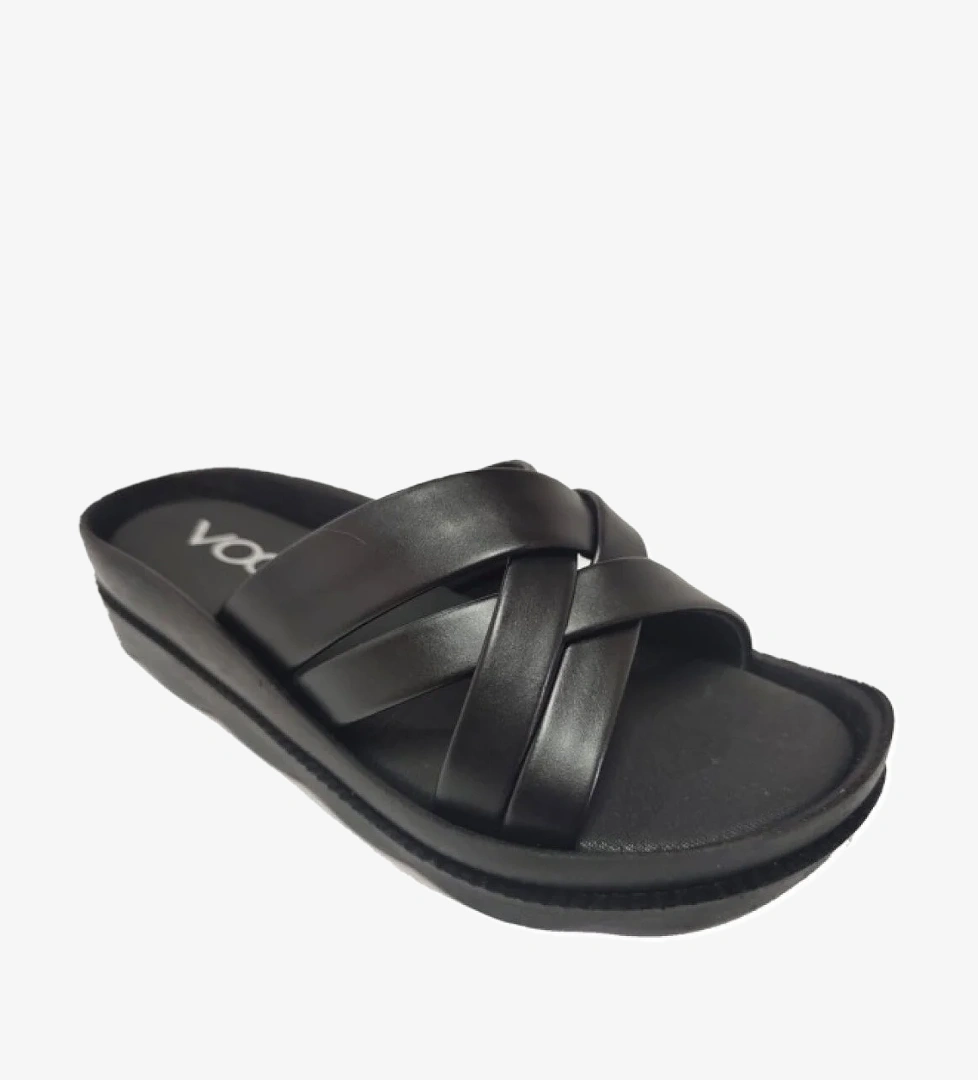 1704-25 Deri Dolgu Topuk Ahtapot Kadın Terlik - Görsel 1