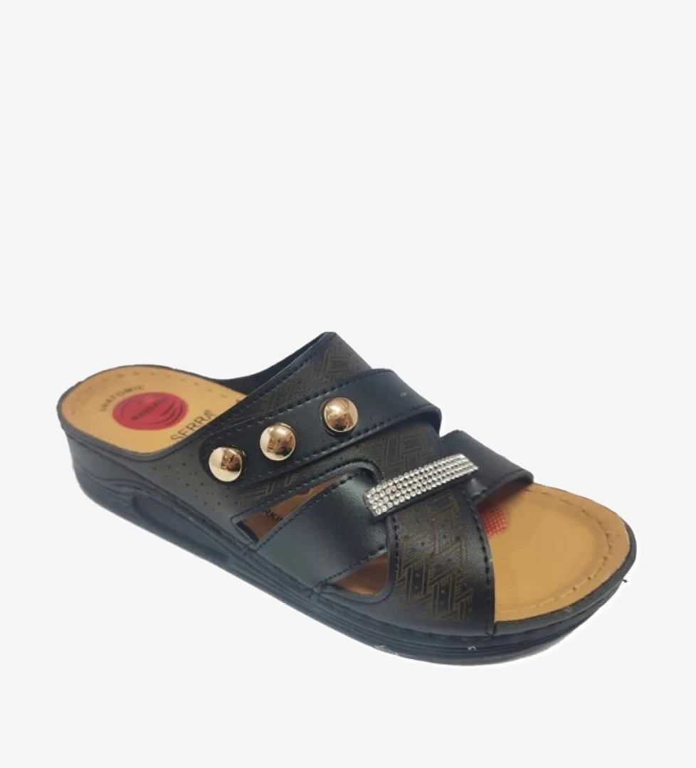 9031-25 Deri Taşli Masaj Taban Kadın Terlik - Görsel 1