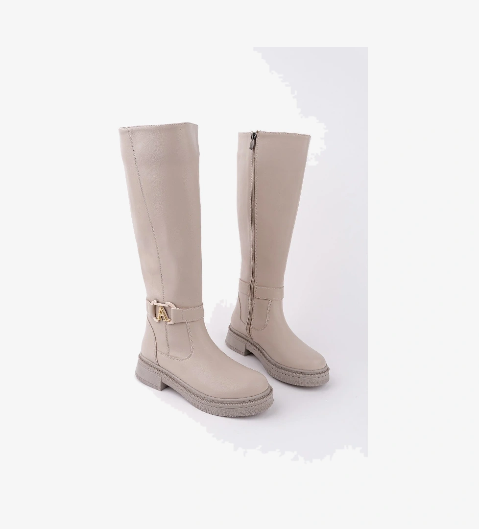 AVENTRA Kemer ve Toka Detaylı Fermuarlı Kadın Çizme