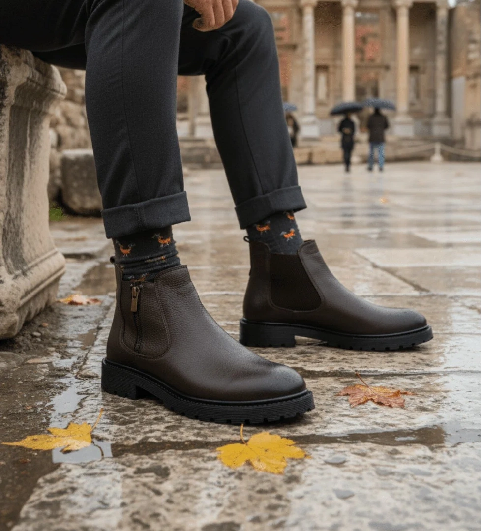 LUXOR Hakiki Deri Fermuarlı Erkek Kışlık Bot