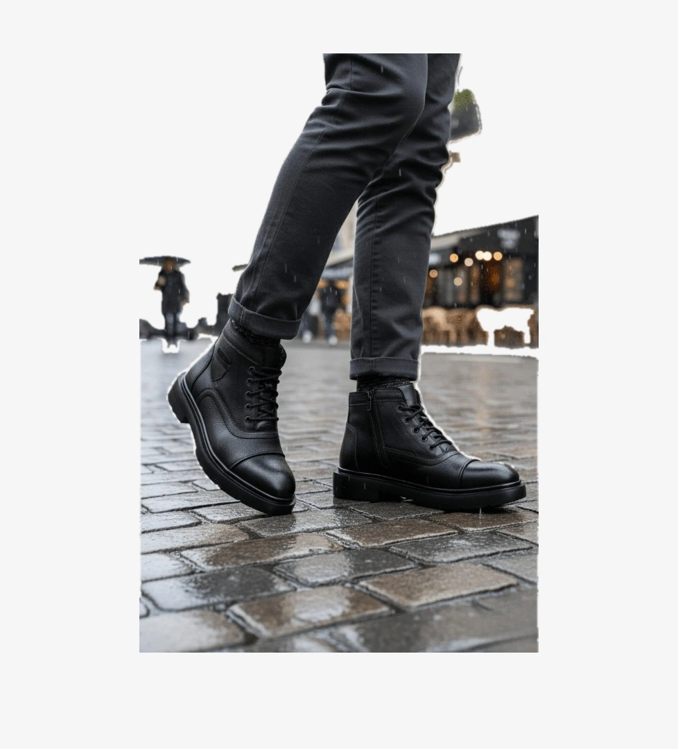 GUSTA Bağcıklı Fermuarlı İçi Kürklü Erkek Kışlık Bot - Görsel 1