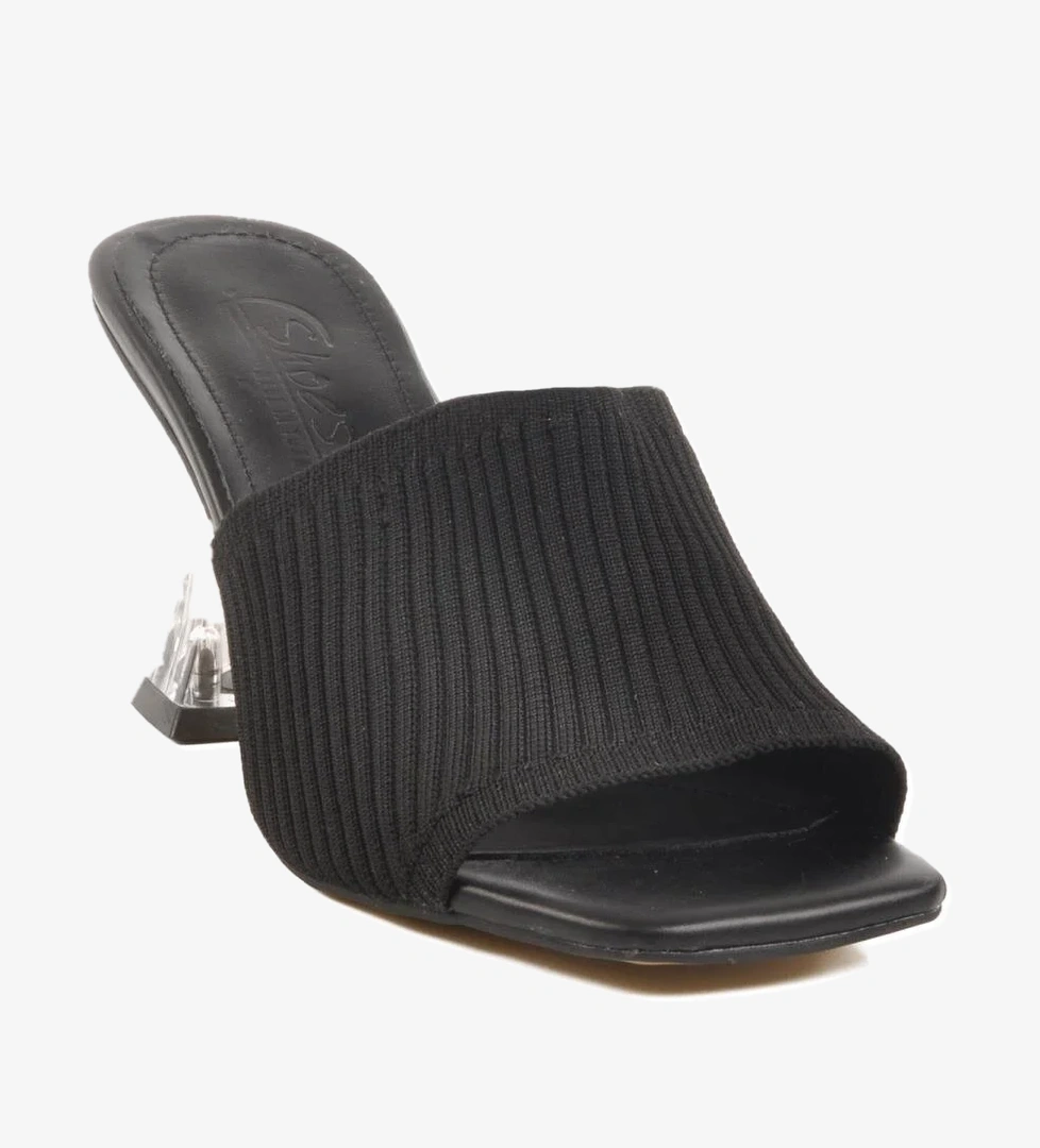 Siyah Şeffaf Topuklu Kadın Terlik T-401 Z - Görsel 1