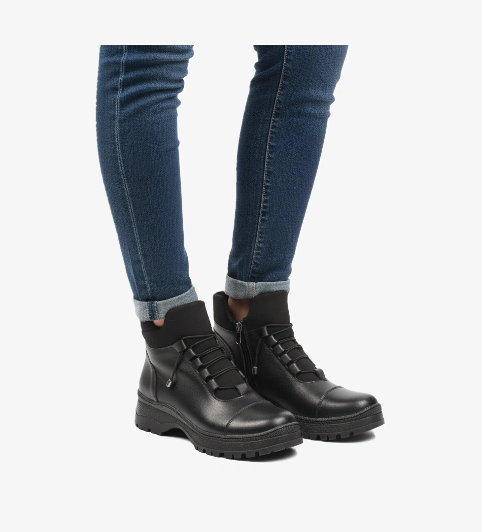 Siyah İçi Polarlı Soğuğa Dirençli Kaymaz Taban Kadın Bot 112 Z