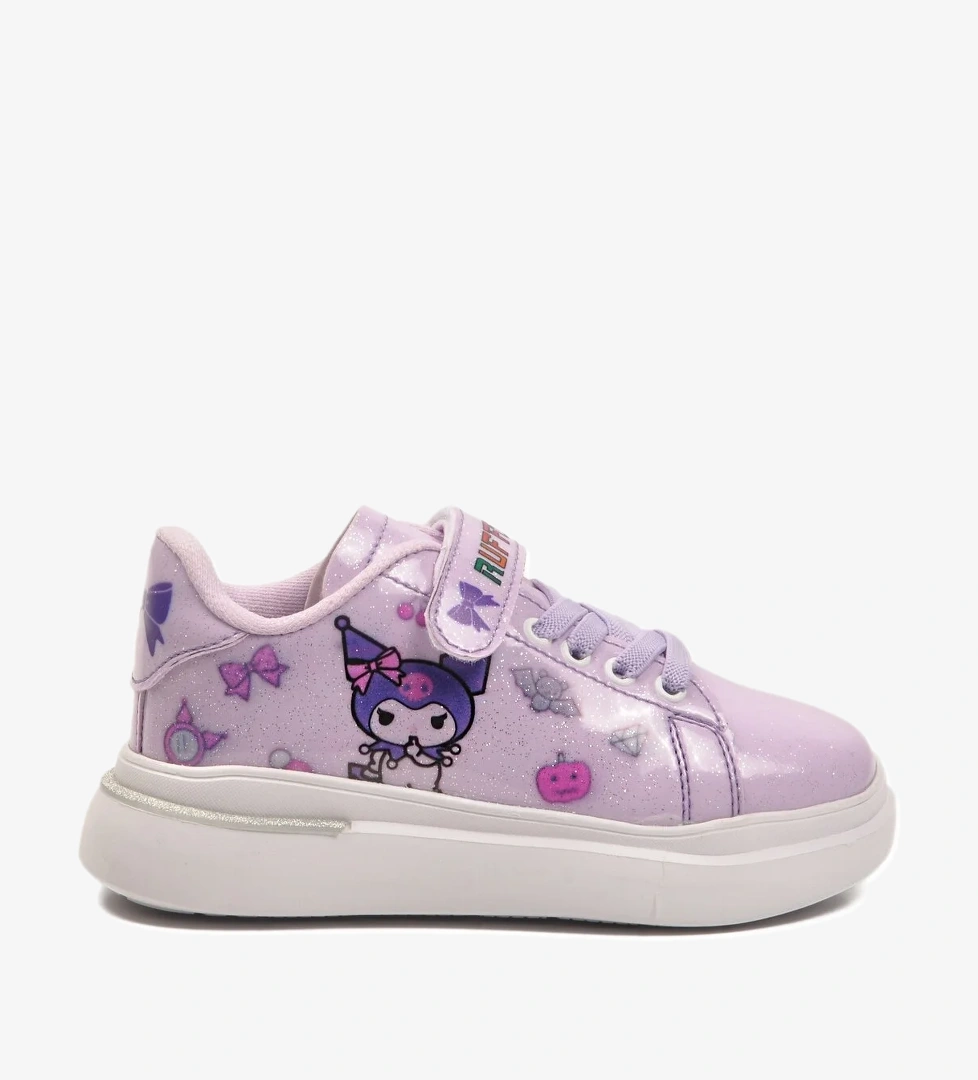 Lila Rugan Simli Cırtlı Hafif Esnek Kız Çocuk Spor Ayakkabı 2540-26K P