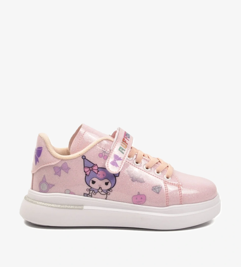 Pudra Rugan Simli Cırtlı Hafif Kız Çocuk Spor Ayakkabı 2540-26K F