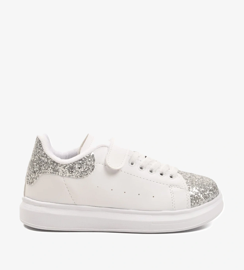 Beyaz Simli Cırtlı Hafif Kız Çocuk Spor Ayakkabı 2540-26K F