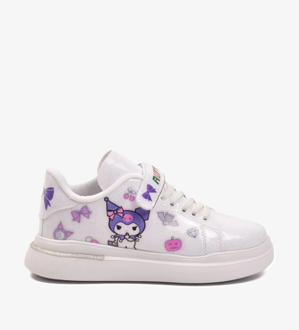 Beyaz Rugan Simli Cırtlı Hafif Kız Çocuk Spor Ayakkabı 2540-26K F