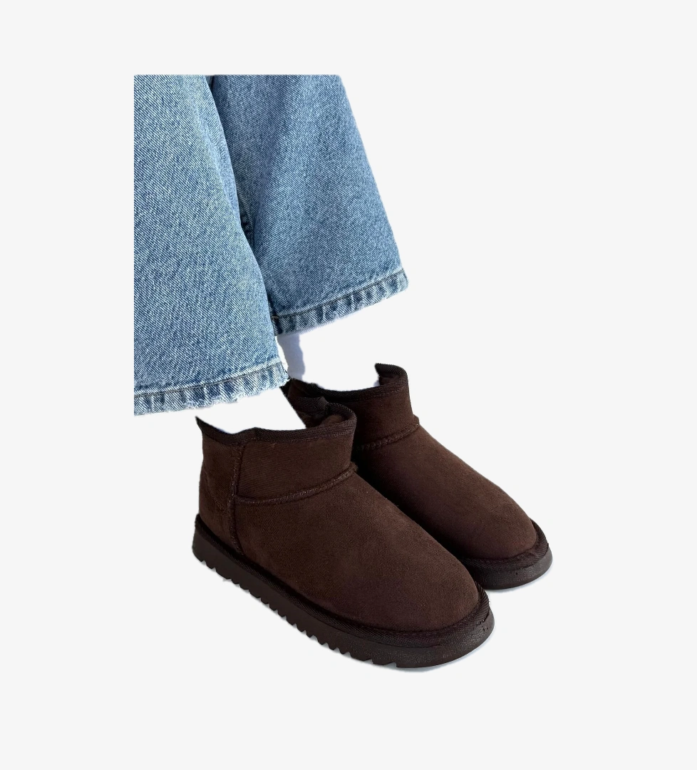 Kahverengi Süet Kadın Düz Bot