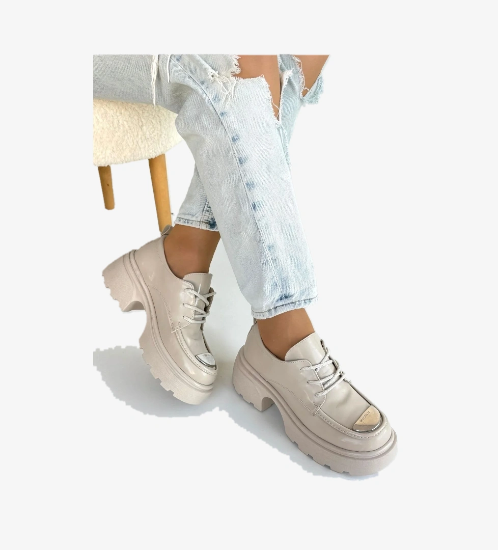 Bej Rugan Kadın Topuklu Ayakkabı