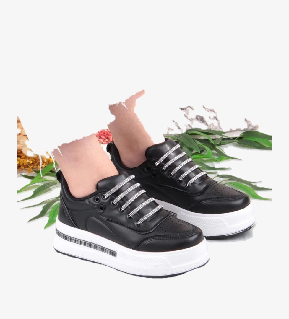 Fort 07319 Flet Taş Aksesuar Bağcıklı Kalın Taban Sneaker Kadın Ayakkabı model görseli