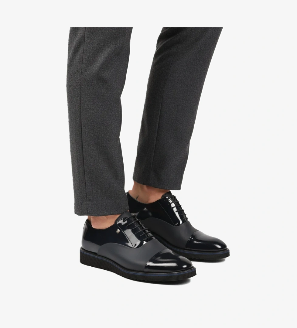 Fosco Lacivert Siyah Rugan Hakiki Deri Klasik Erkek Casual Ayakkabı 6590 M model görseli