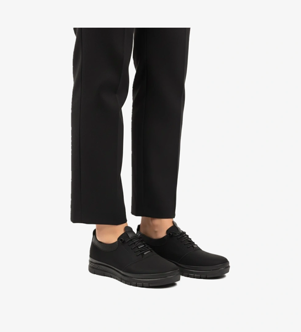 Siyah Zümrüt Lastik Bağcıklı Hafif Esnek Kadın Casual Ayakkabı 029 Z - Görsel 1