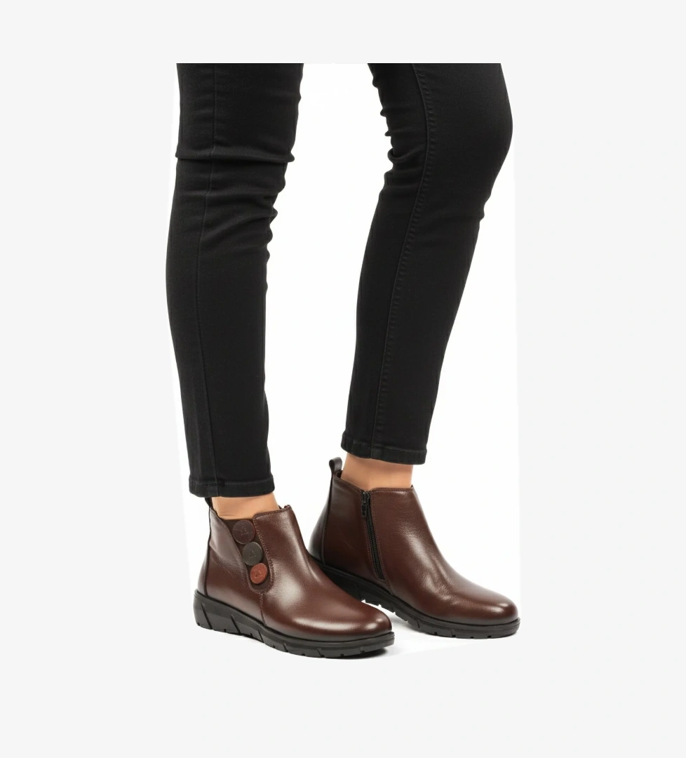 Kahve Hakiki Deri Anatomik Kaymaz Taban Kadın Bot Z406 Z