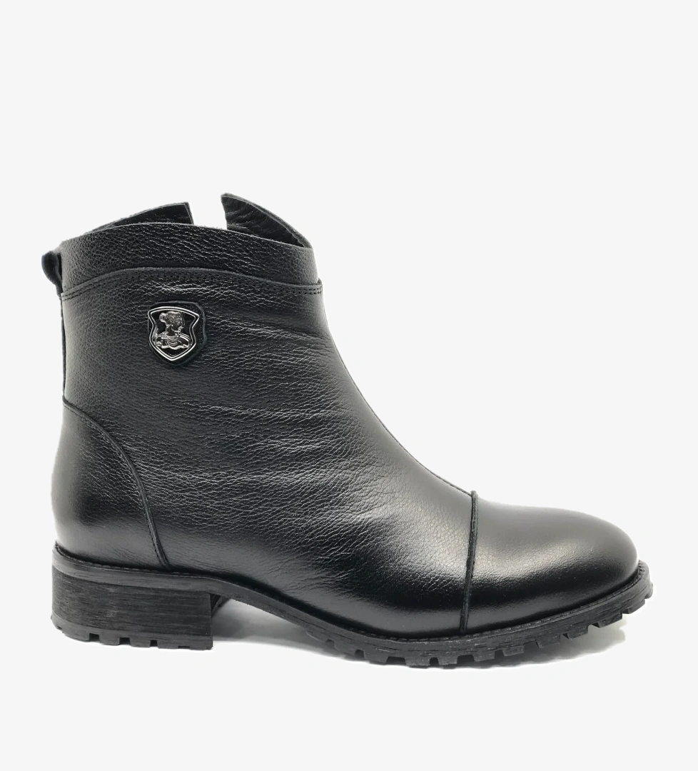 Marsel Hakiki Deri Düz Kaymaz Taban Ortopedik Kadın Bot - Görsel 1