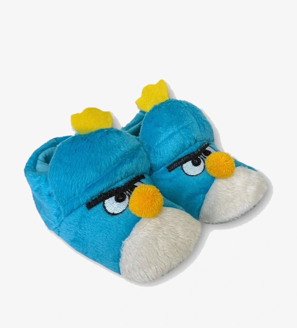 Çocuk Kızgın Ördek Figürlü Unisex Panduf MAVİ