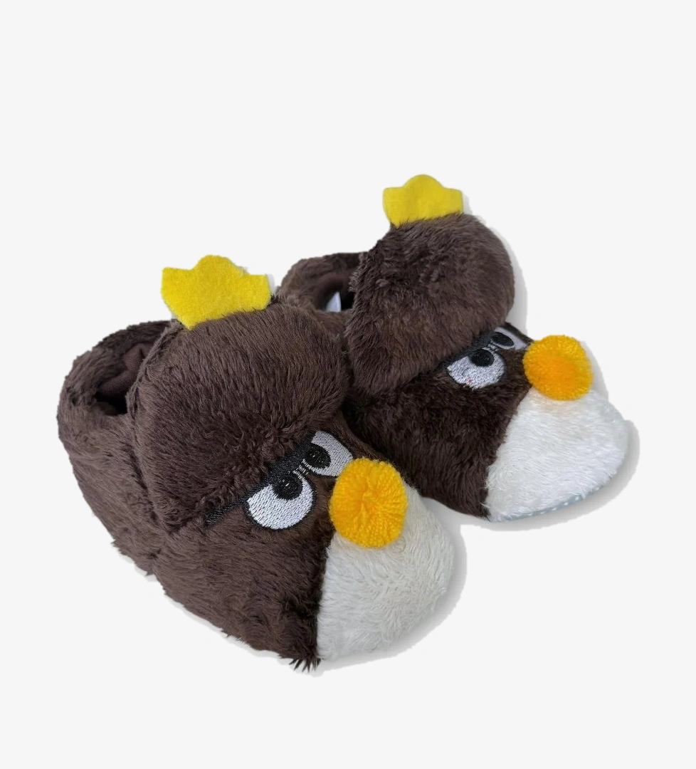 Çocuk Kızgın Ördek Figürlü Unisex Panduf KAHVERENGİ - Görsel 1