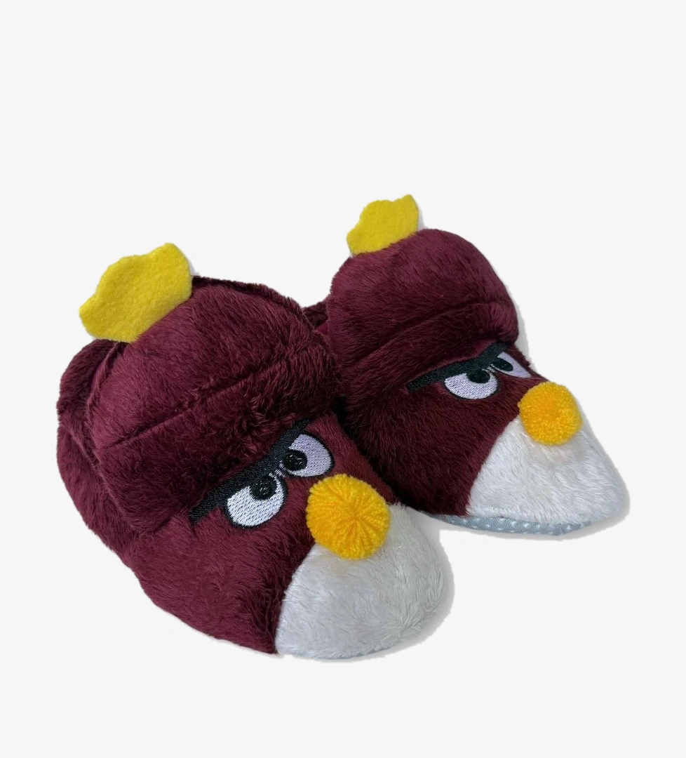 Çocuk Kızgın Ördek Figürlü Unisex Panduf BORDO