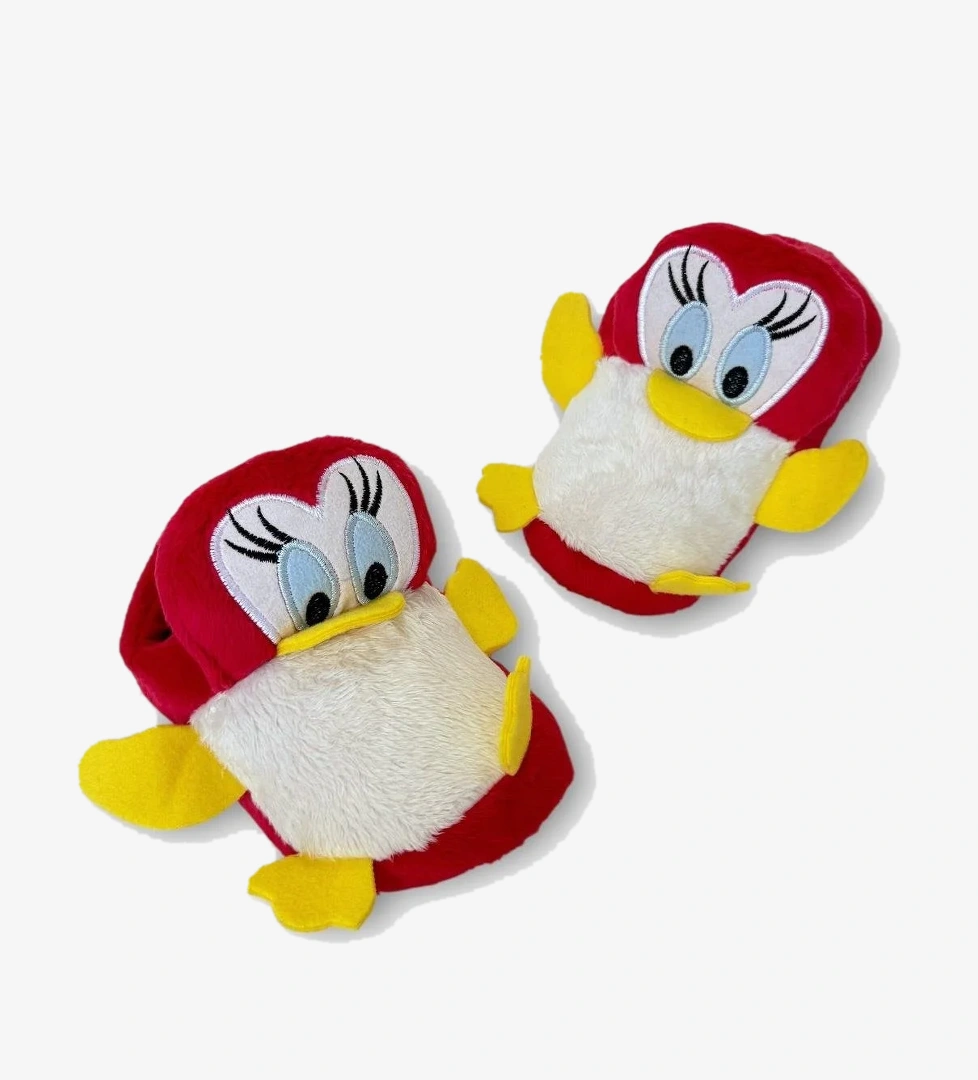 Çocuk Sevimli Ördek Figürlü Unisex Panduf KIRMIZI