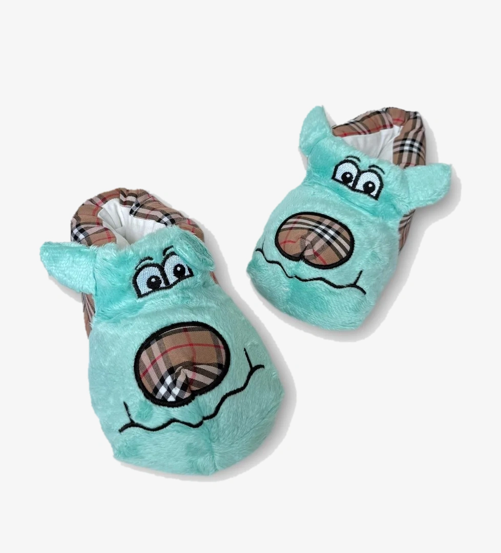 Çocuk Sevimli Köpek Figürlü Panduf SU YEŞİLİ