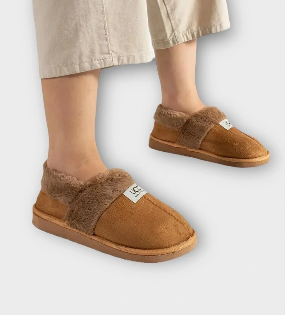 Ultra Hafif İçi Tüylü Ev Ayakkabısı Kadın Panduf TABA