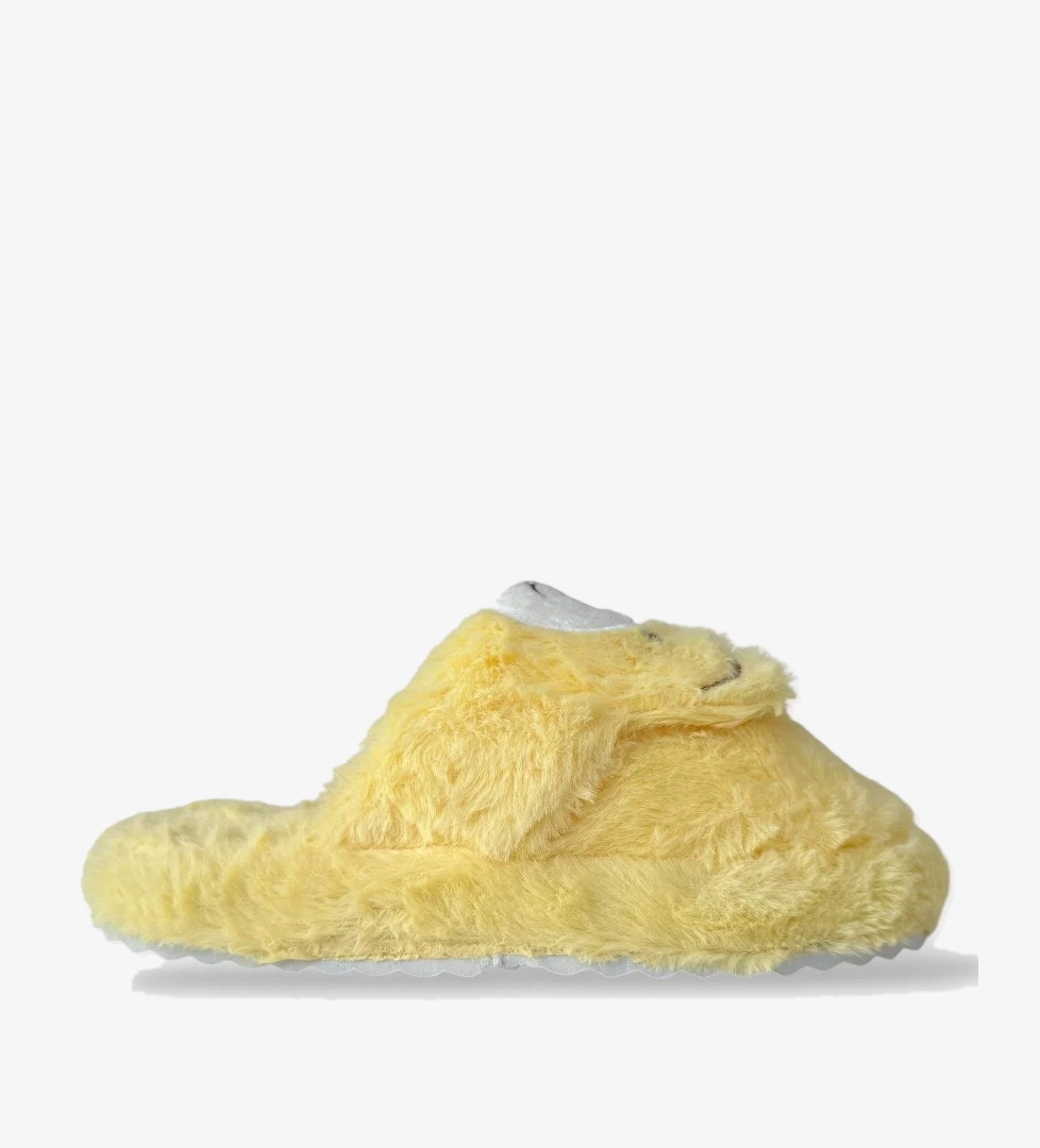 Kadın Kışlık Sevimli Panda Figürlü Kaydırmaz Taban Ev Terliği Panduf SARI