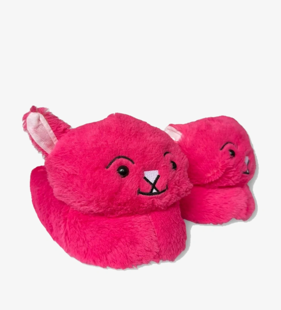 Kadın Sevimli Kedi Figürlü Peluş Panduf FUŞYA