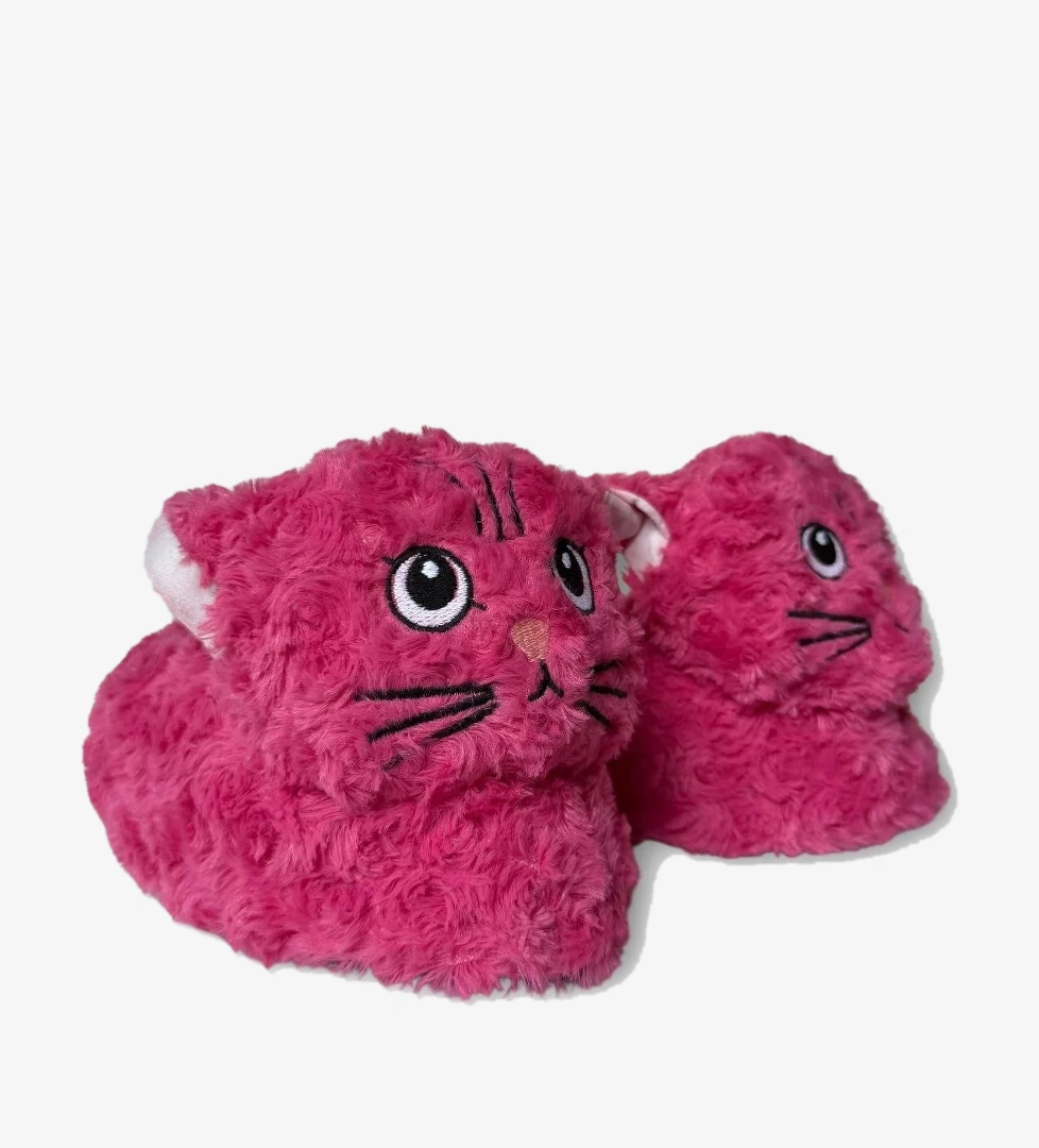 Kadın Sevimli Kedi Figürlü Peluş Panduf FUŞYA