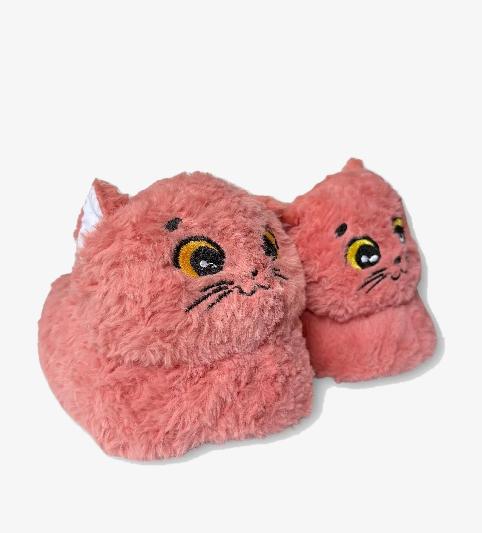 Kadın Sevimli Kedi Figürlü Peluş Panduf PUDRA