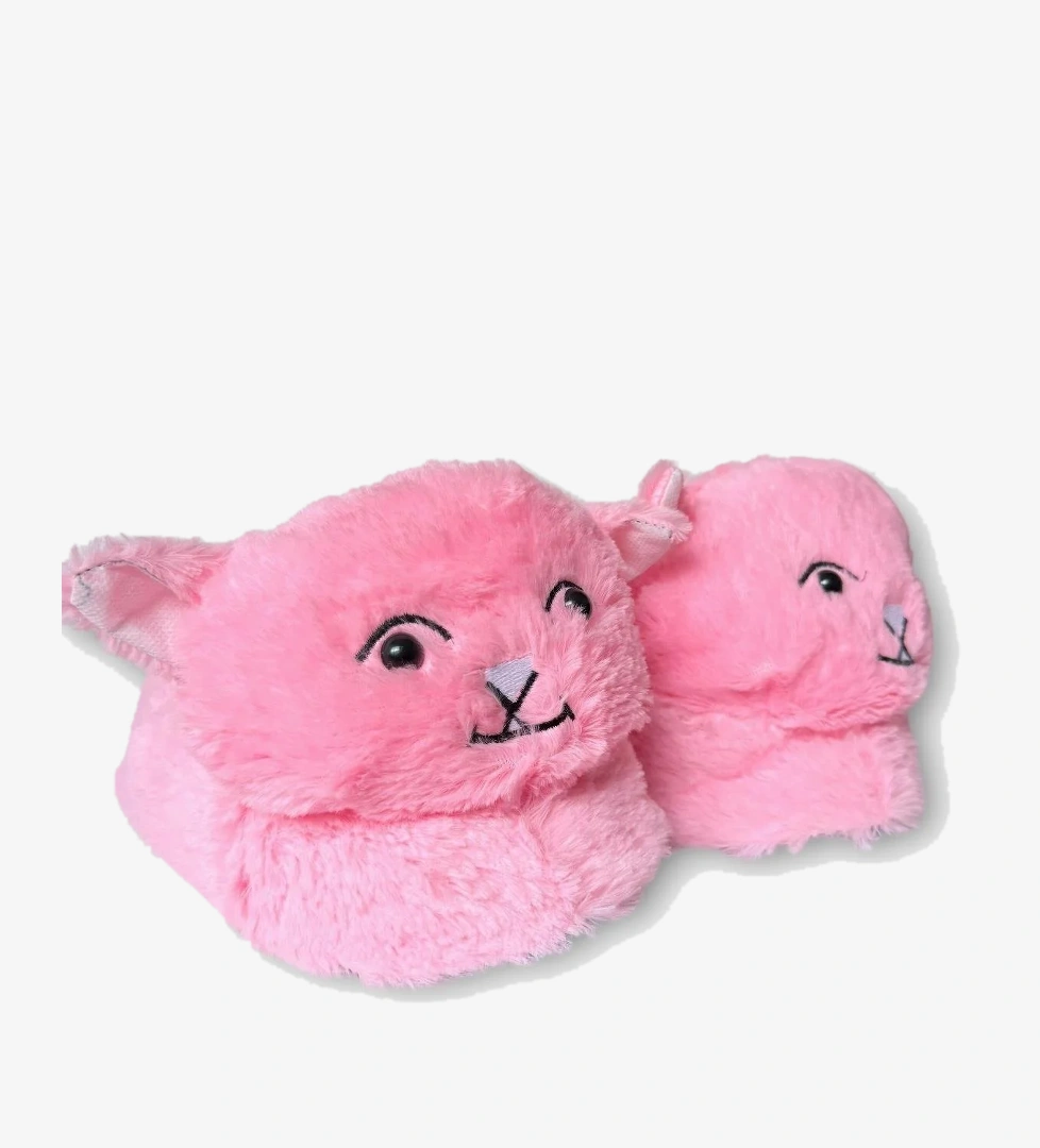 Kadın Sevimli Kedi Figürlü Peluş Panduf PEMBE