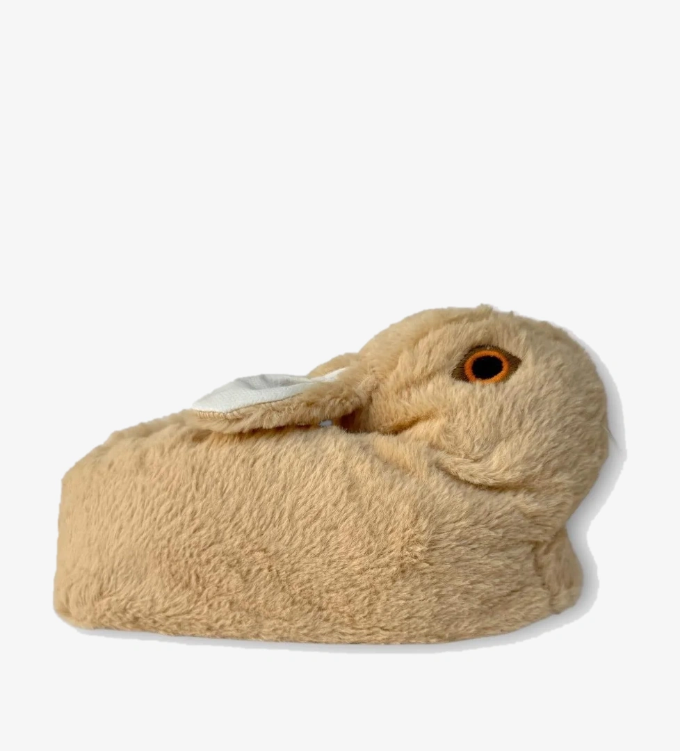 Peluş Tavşan Figürlü Kaymaz ve Ses Yapmaz Ev Panduf BEJ - Görsel 1