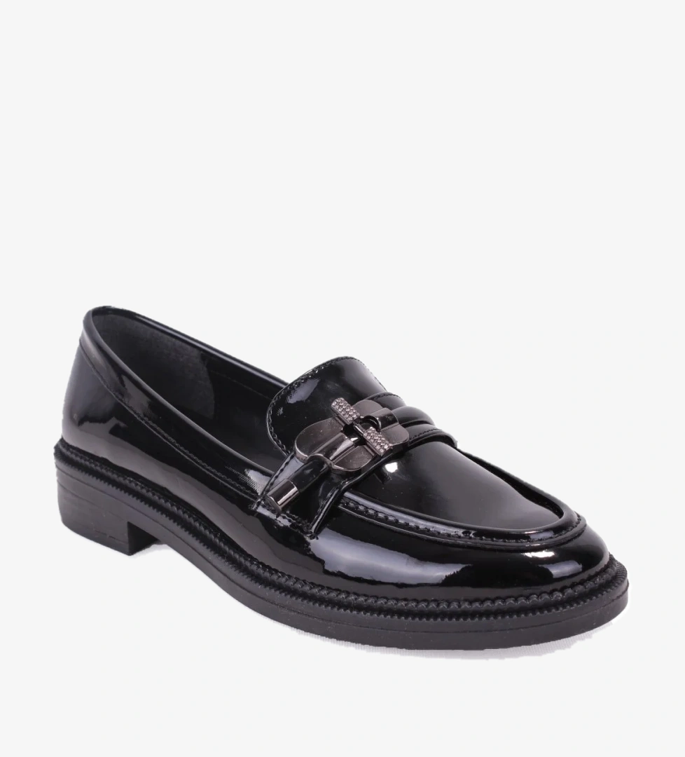 DZA07-863705 Siyah Rugan Günlük Loafer Kadın Ayakkabı