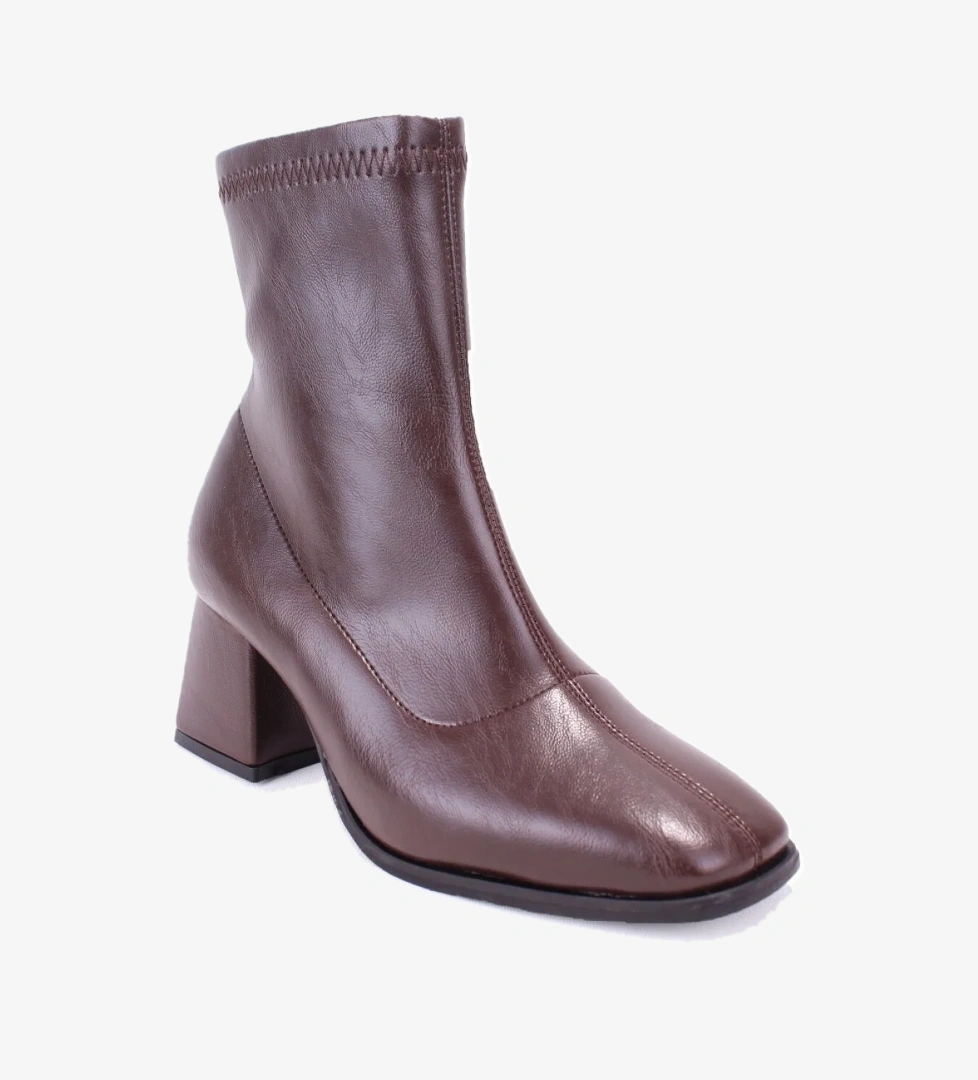 DZA07-1277101 Kahve Klasik Topuklu Kadın Bot - Görsel 1